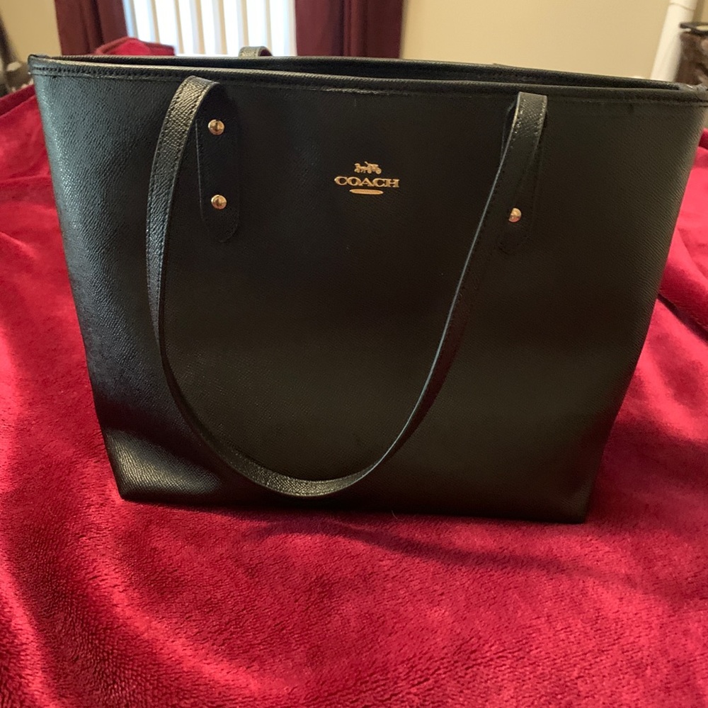 Coach zip top tote, black, gently used.